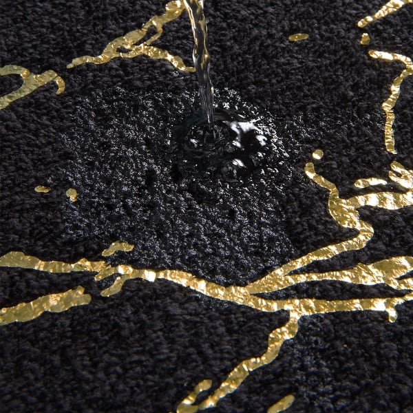 Marble Bathroom Rug Black and Gold Decor Bathroom Rugs,20"x32" - 2' x 3' Oval - On Sale - Bed ...